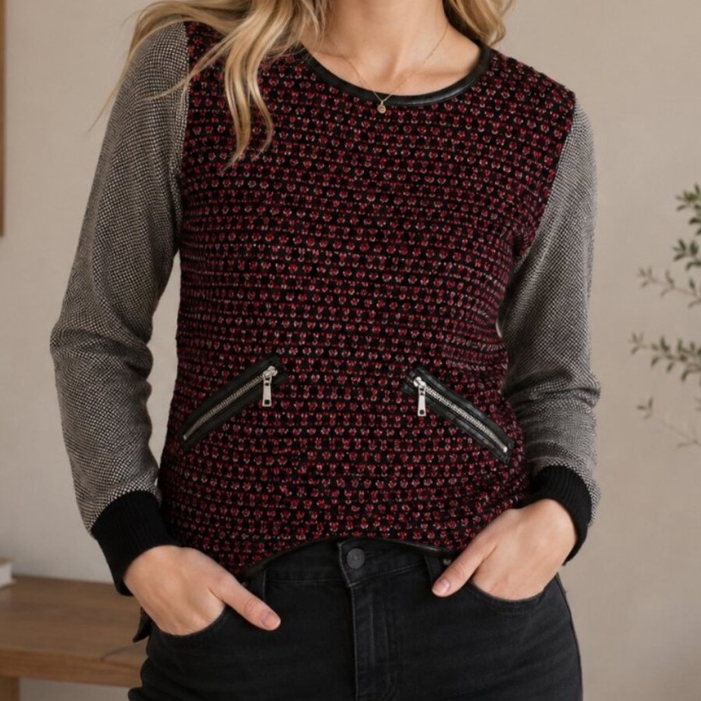 Gabby Isabella Knit Sweater Faux Leather